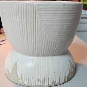Anthropologie Textured Cream Ceramic Vase
